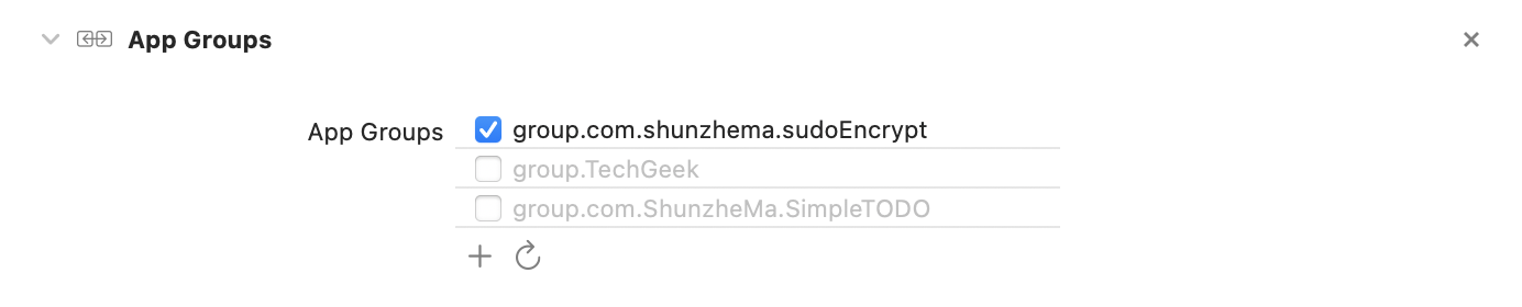 Xcode App Group configuration used to share state between the App Clip and the main app