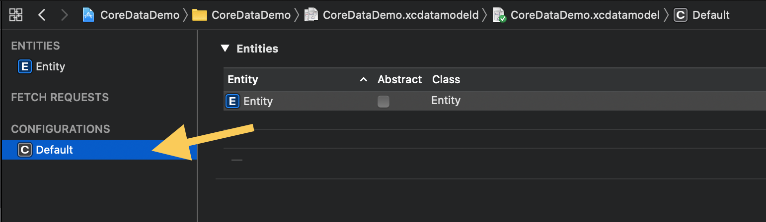 Core Data model configuration view in Xcode