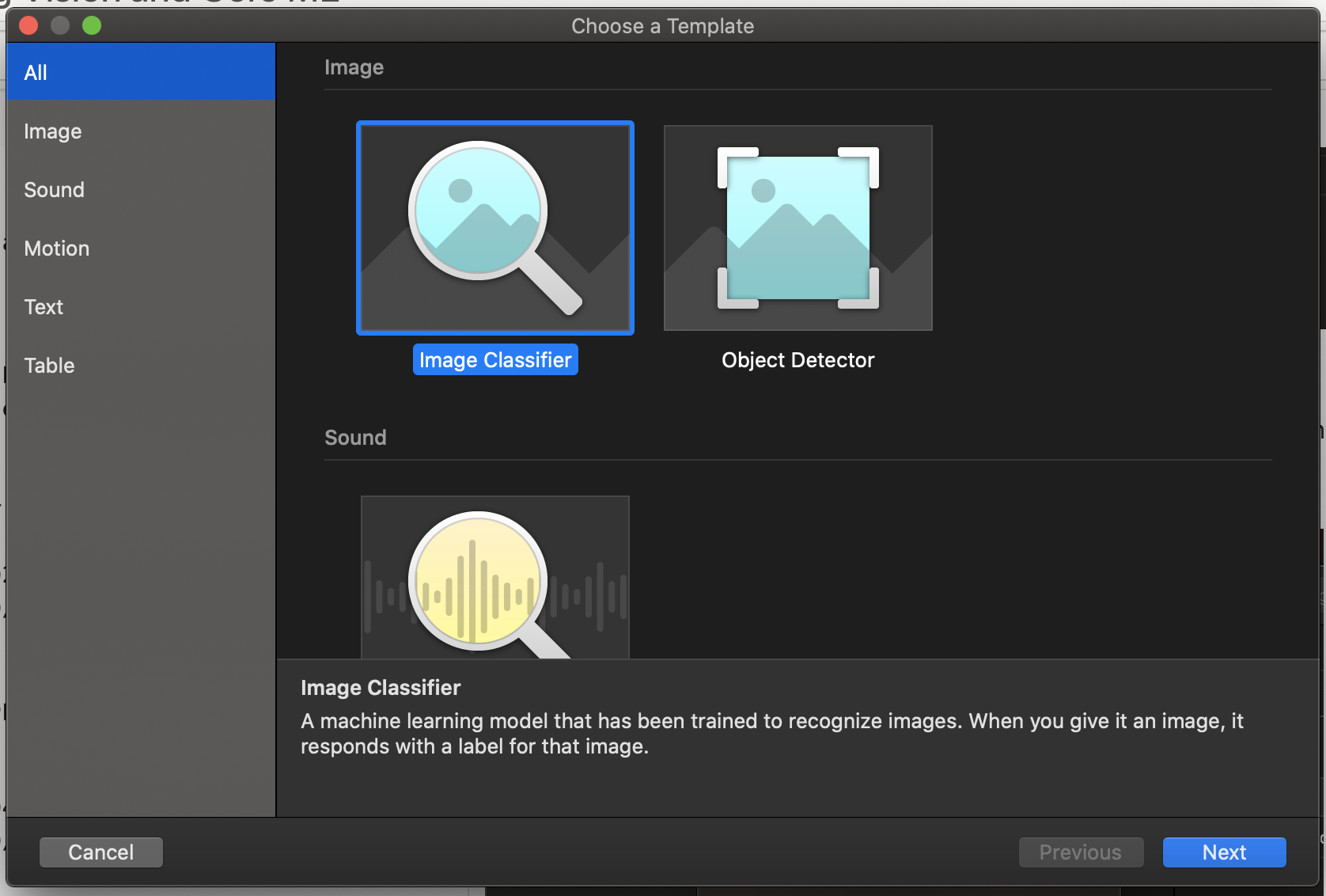 Create ML project details form before creating the classifier project