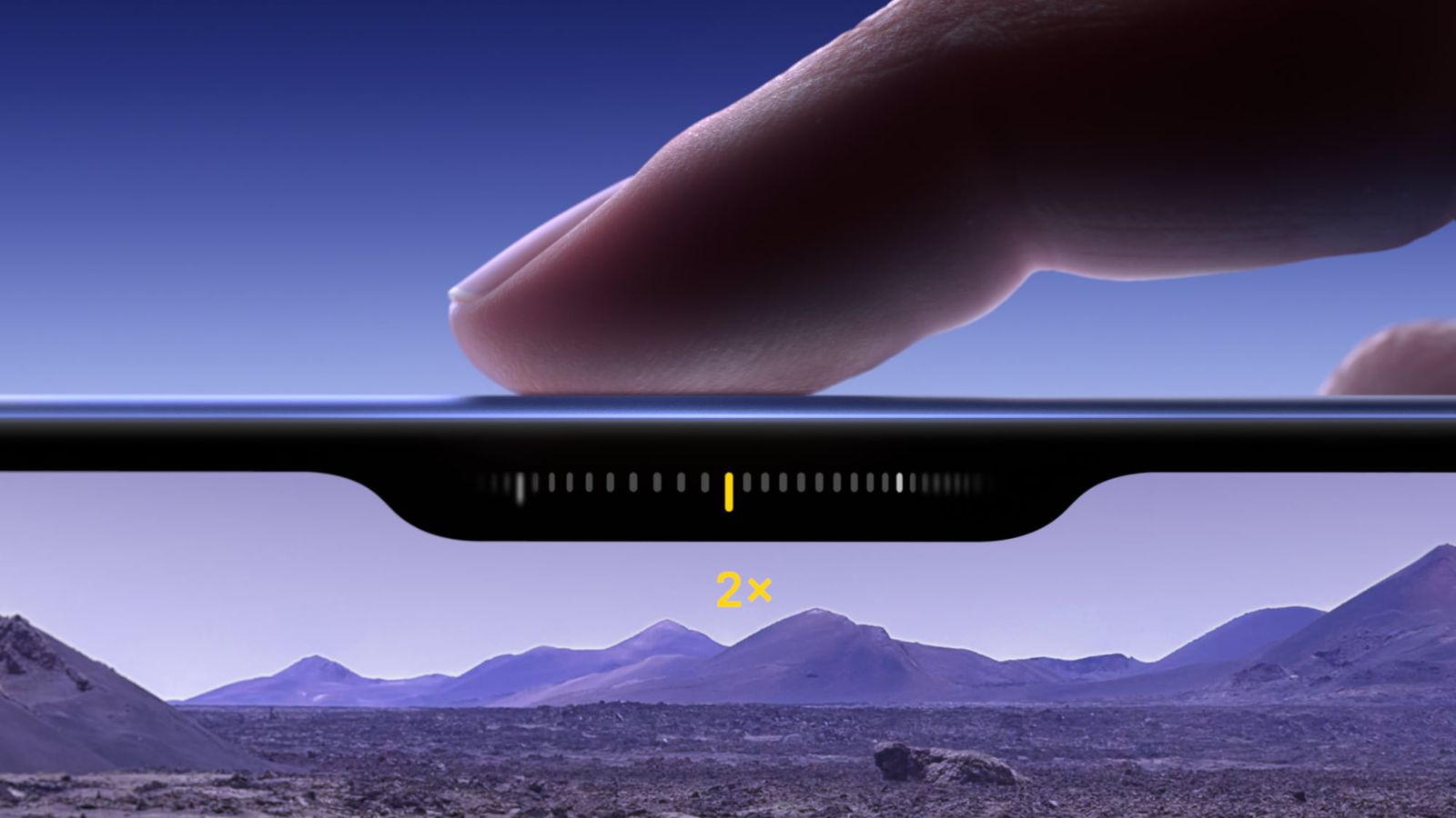 iPhone camera interface showing zoom controls driven by Camera Control