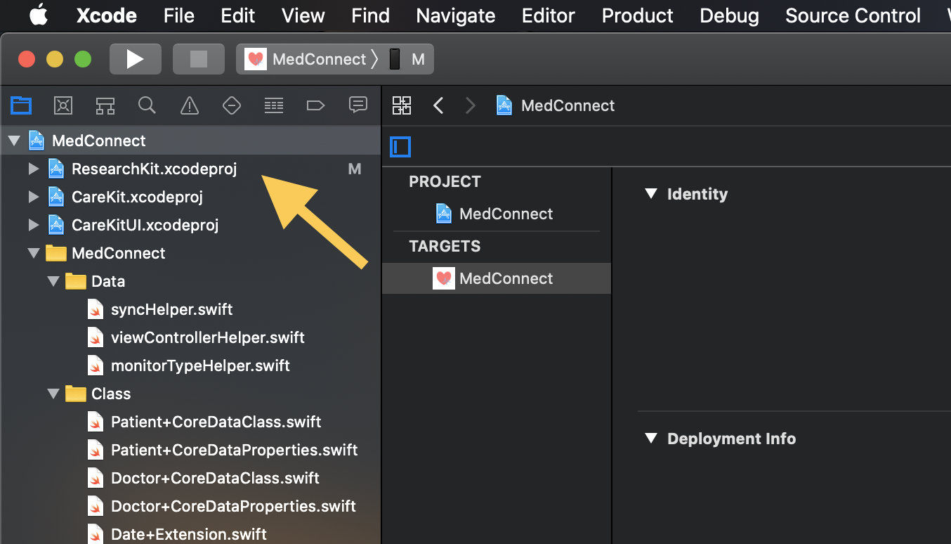 Dragging the ResearchKit Xcode project into an existing iOS app project