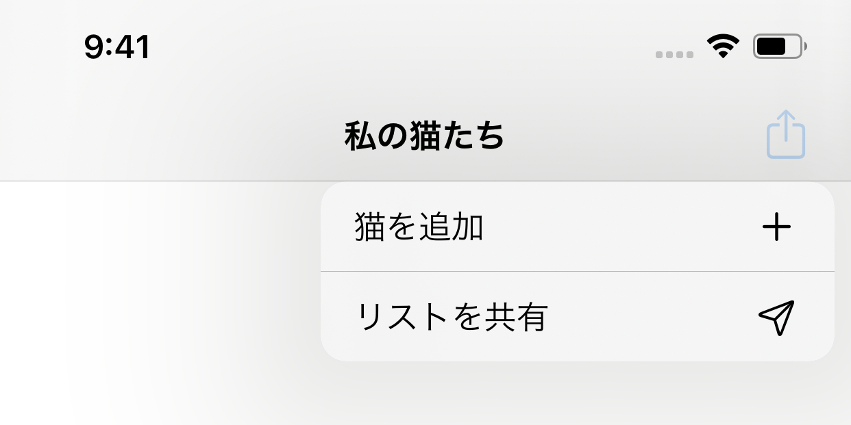 A floating menu attached to a navigation bar button item