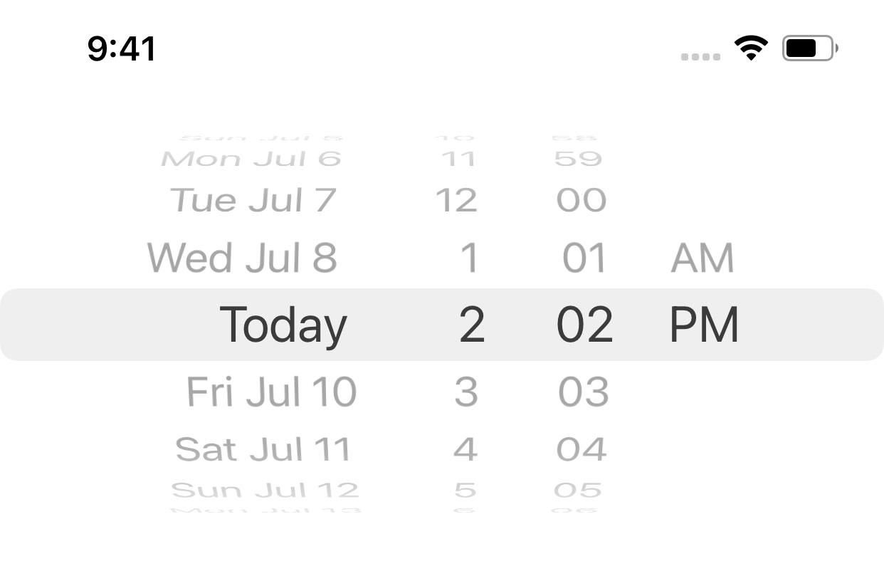 Older wheel-style date picker interface