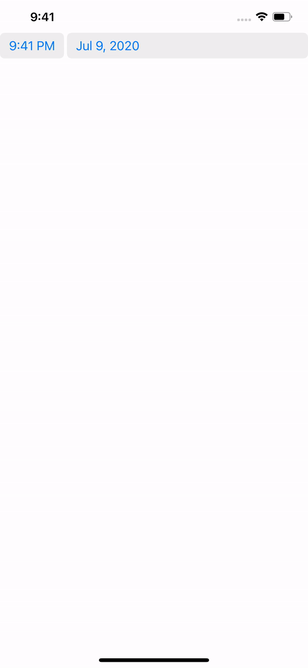 Compact date picker expanding from a small field in iOS 14