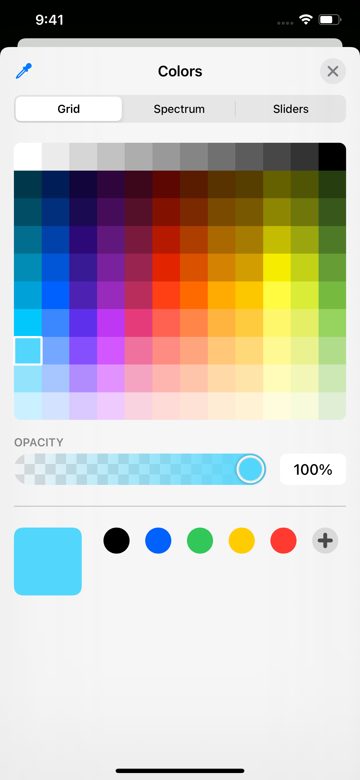The iOS 14 system color picker interface