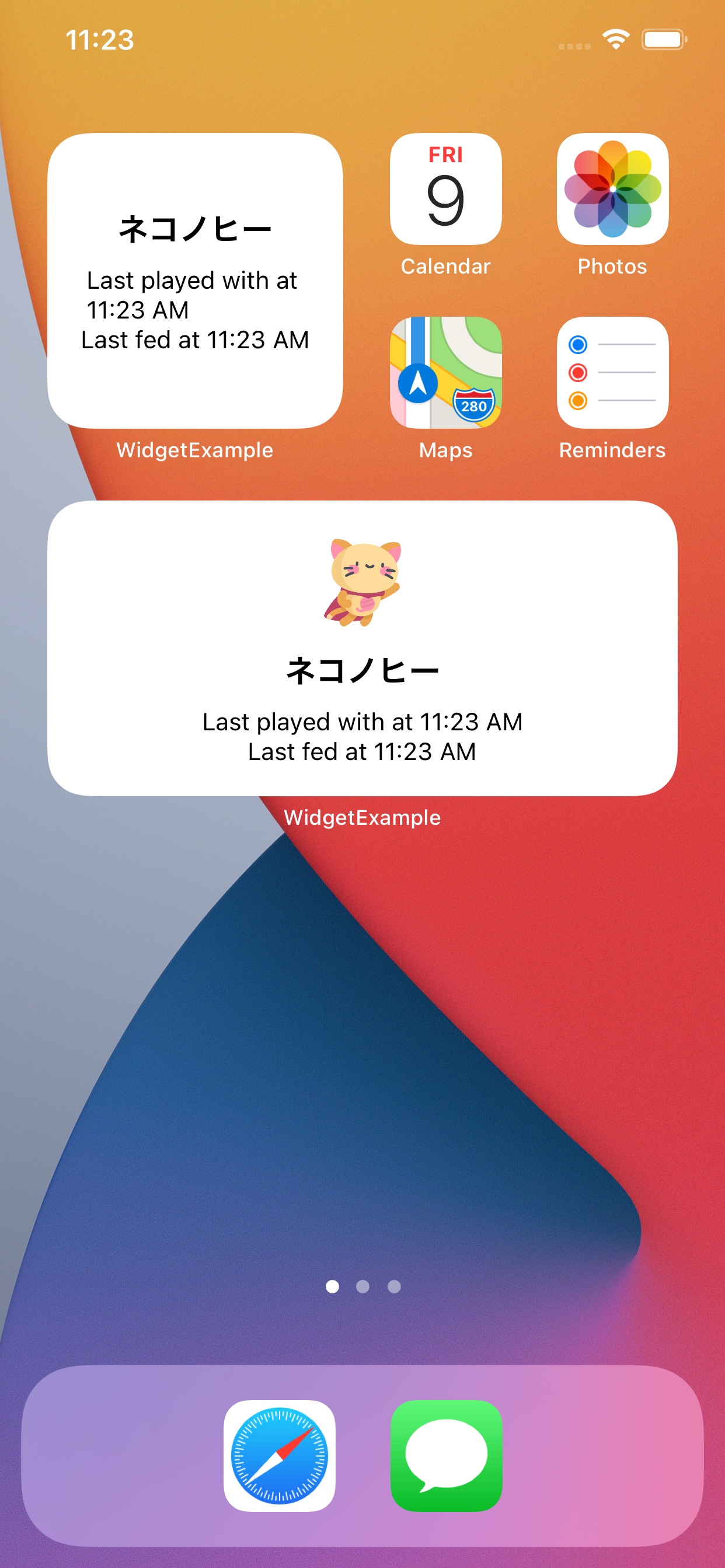 Widget running on the iOS home screen after being added from an existing app