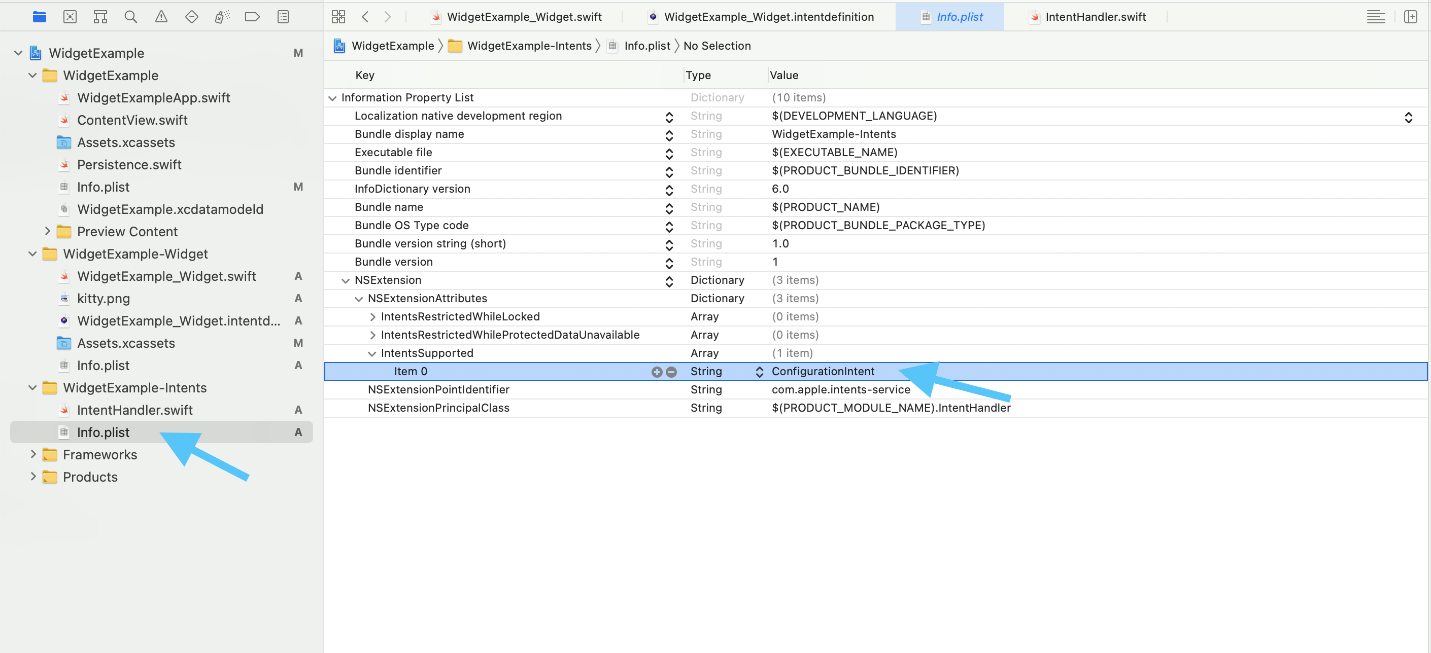 ConfigurationIntent entry in Xcode