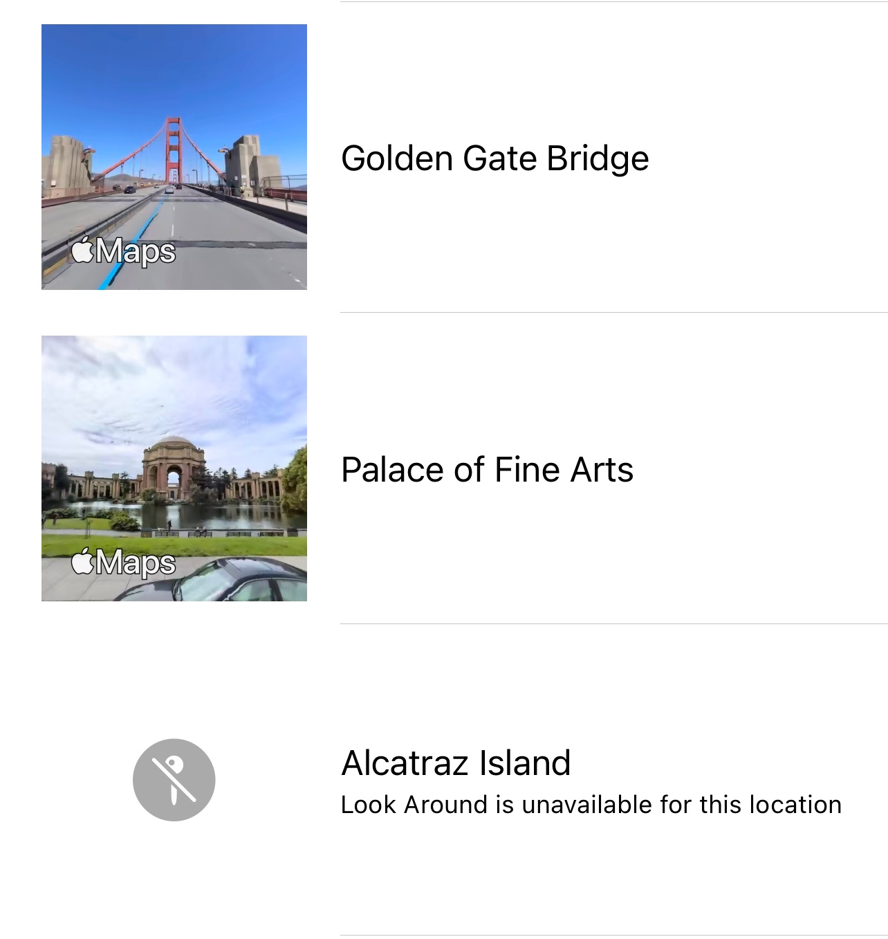 Look Around snapshot example from the United States