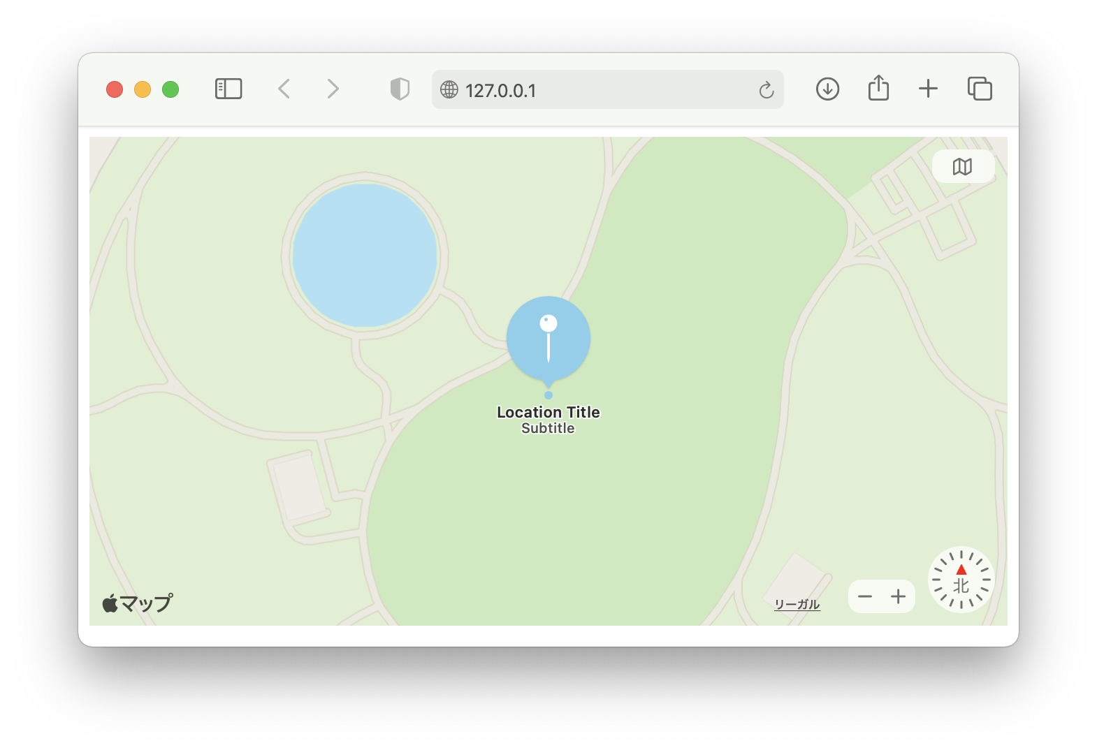Basic MapKit JS map with an annotation item