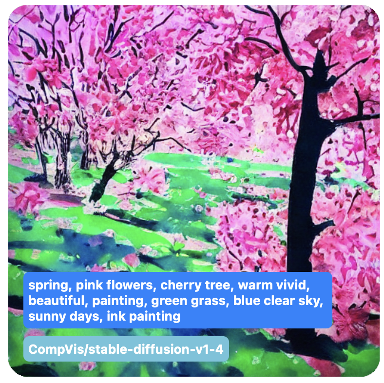 Stable Diffusion image generated from a spring landscape text prompt on Apple platforms