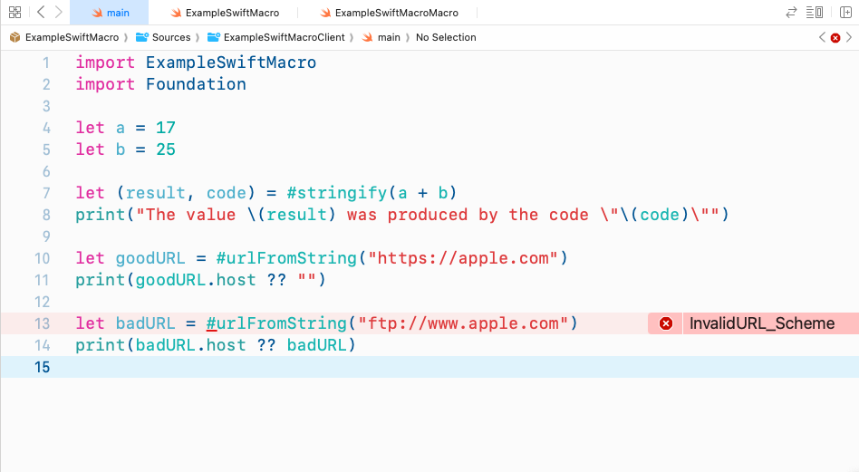 Detailed Xcode error emitted by the URL validation macro