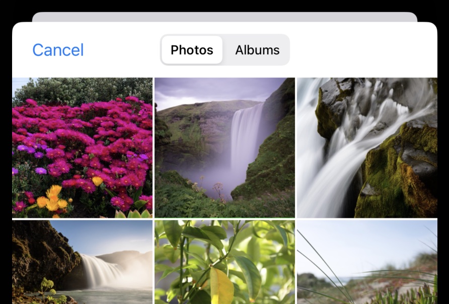 PhotosPicker example displaying the system photo selection interface