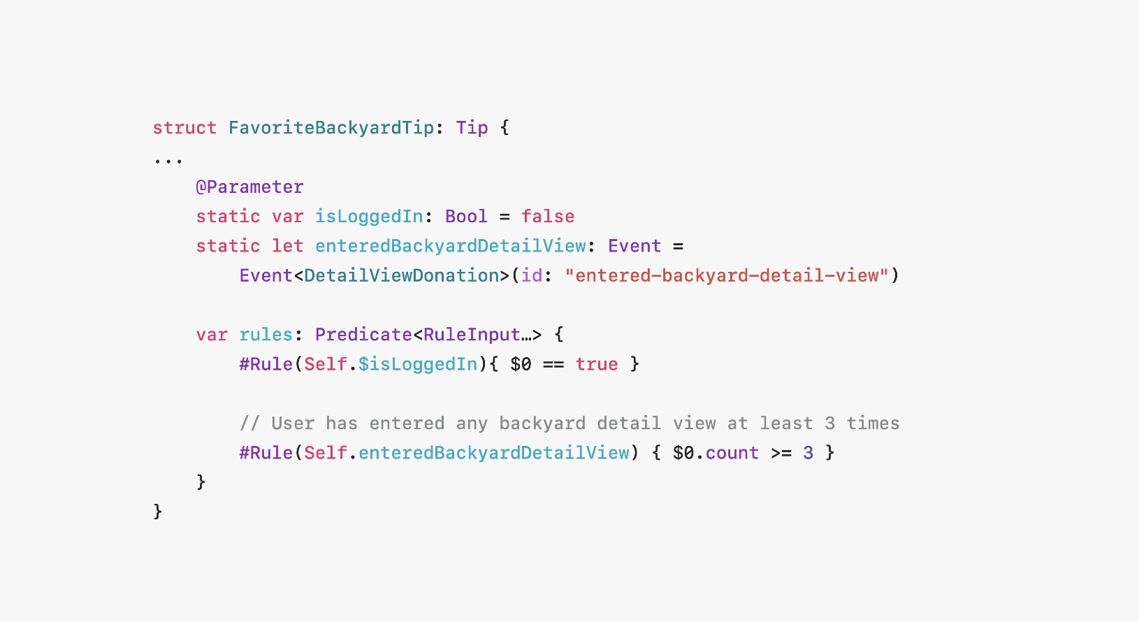 Apple TipKit presentation screenshot from the iOS 17 era