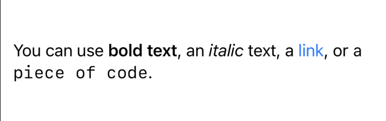 SwiftUI Text rendering bold, italic, link, and code markdown
