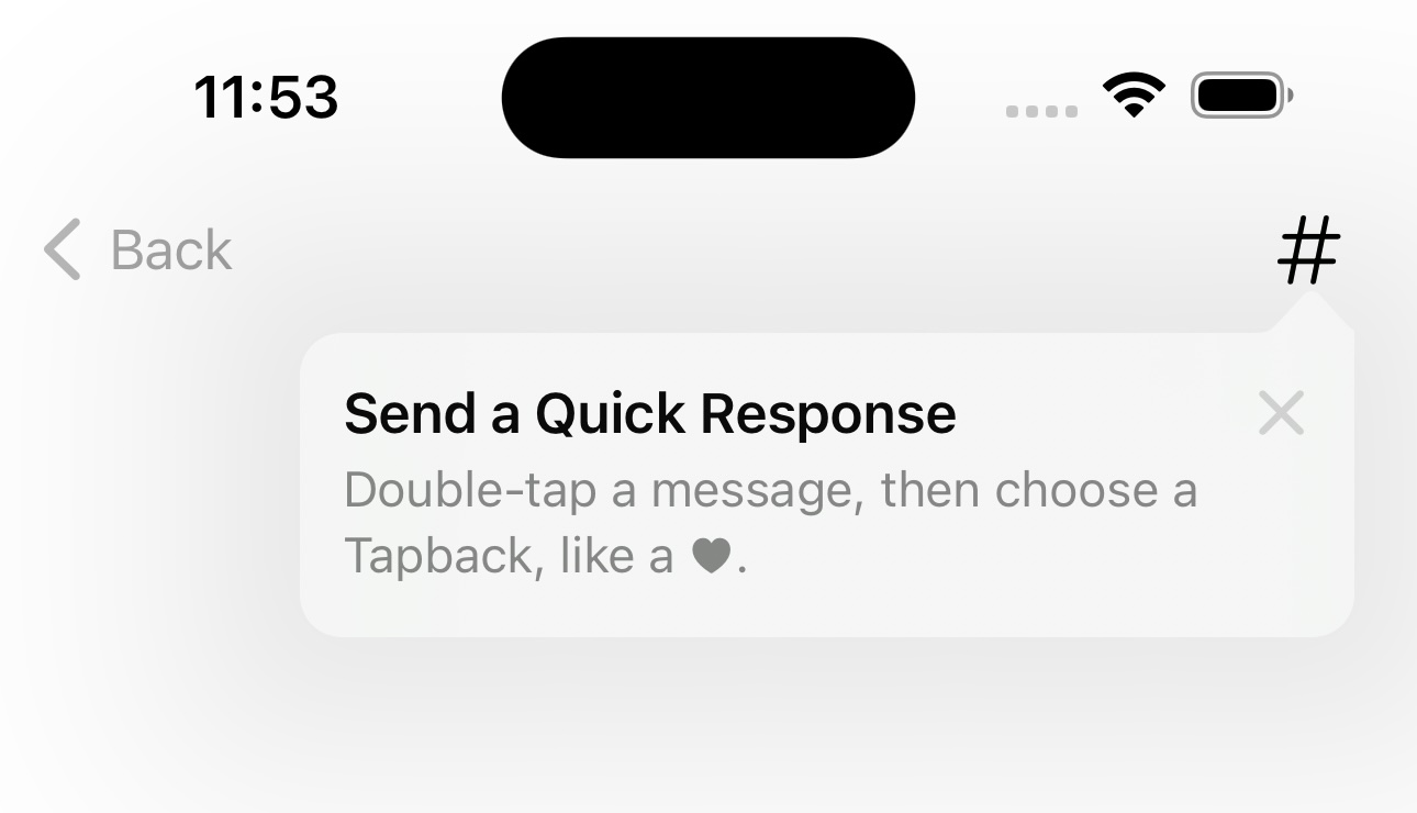 Popover TipKit example attached to a toolbar item