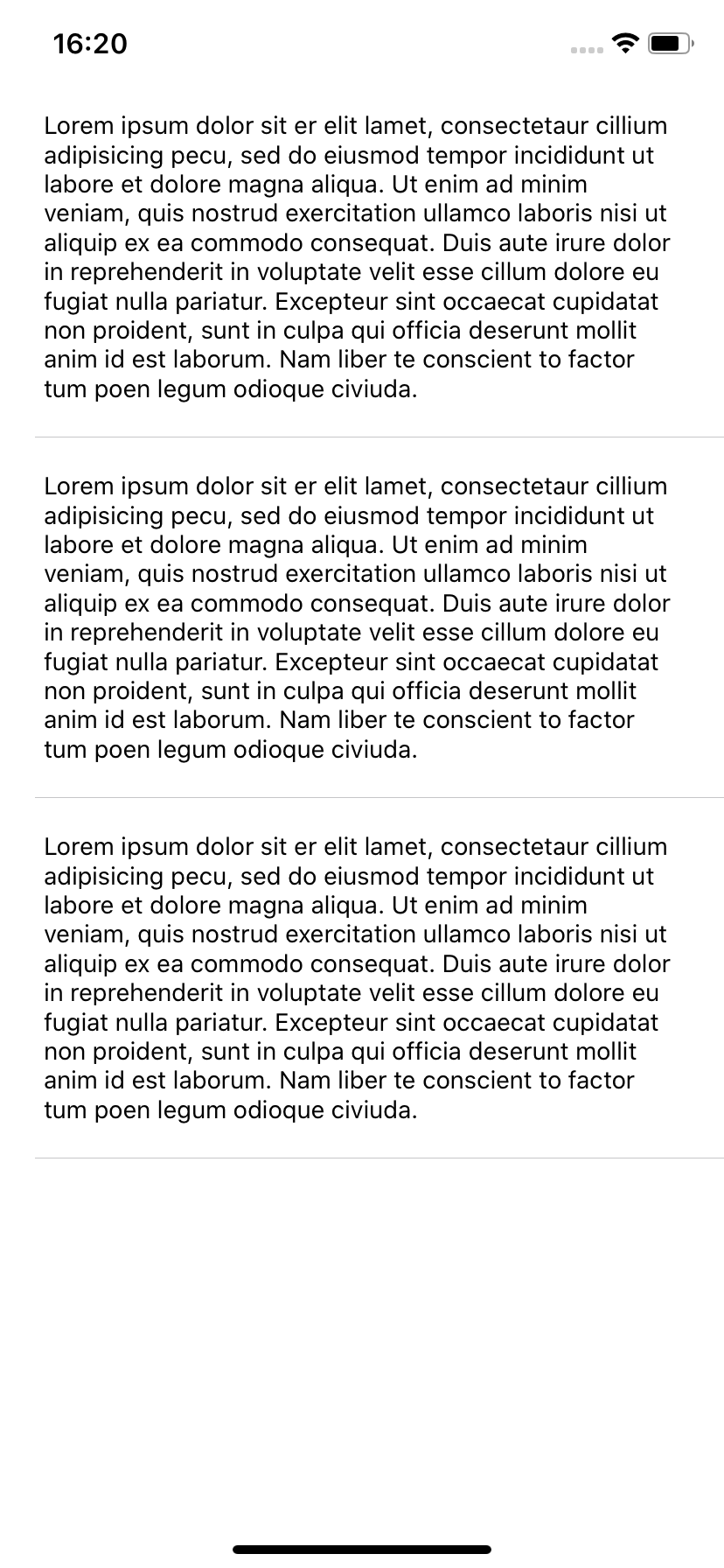 Simulator screenshot after disabling internal UITextView scrolling