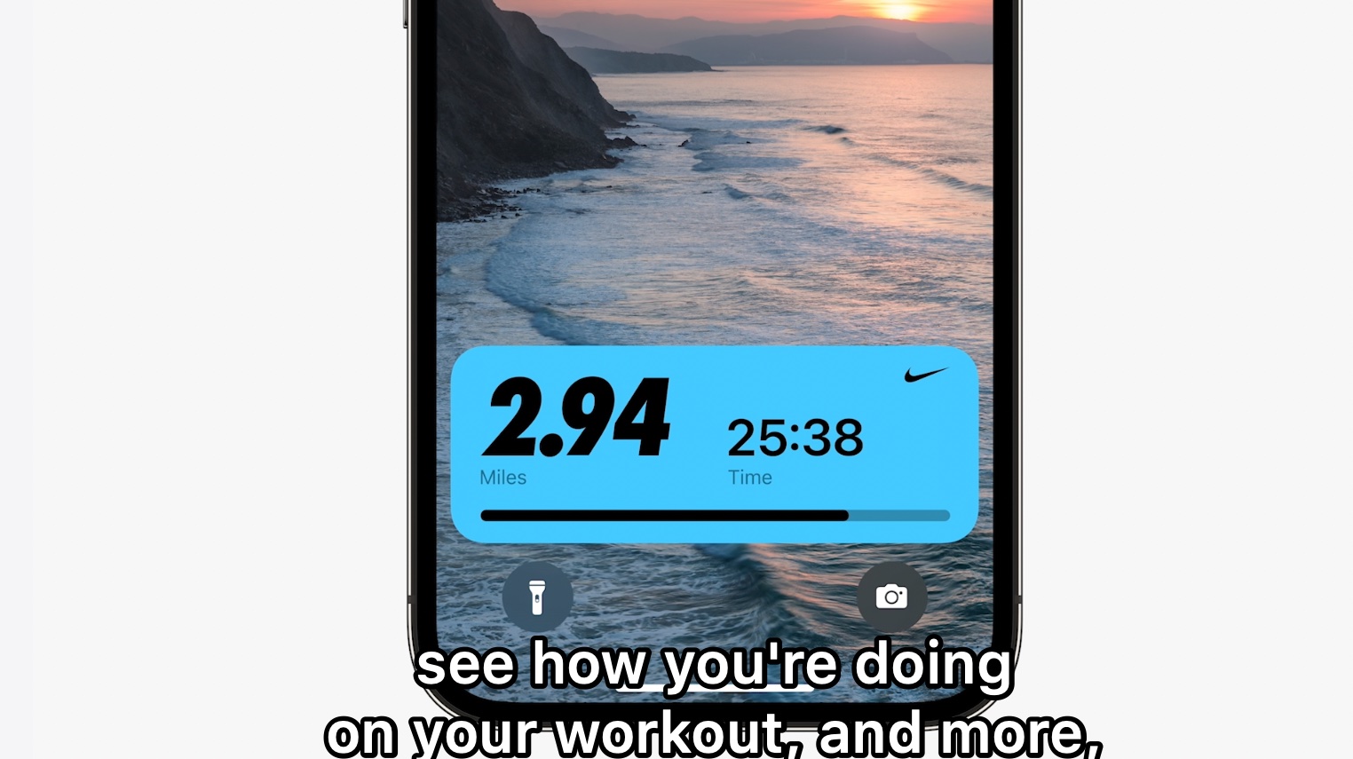 iPhone lock screen showing Live Activities during the WWDC 2022 keynote