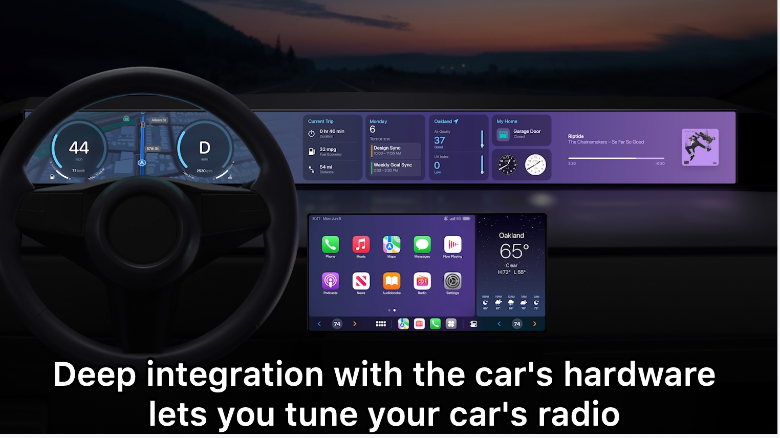 Next-generation CarPlay interface shown during the WWDC 2022 keynote