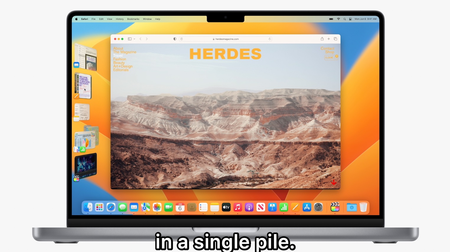 Stage Manager shown on macOS Ventura during WWDC 2022