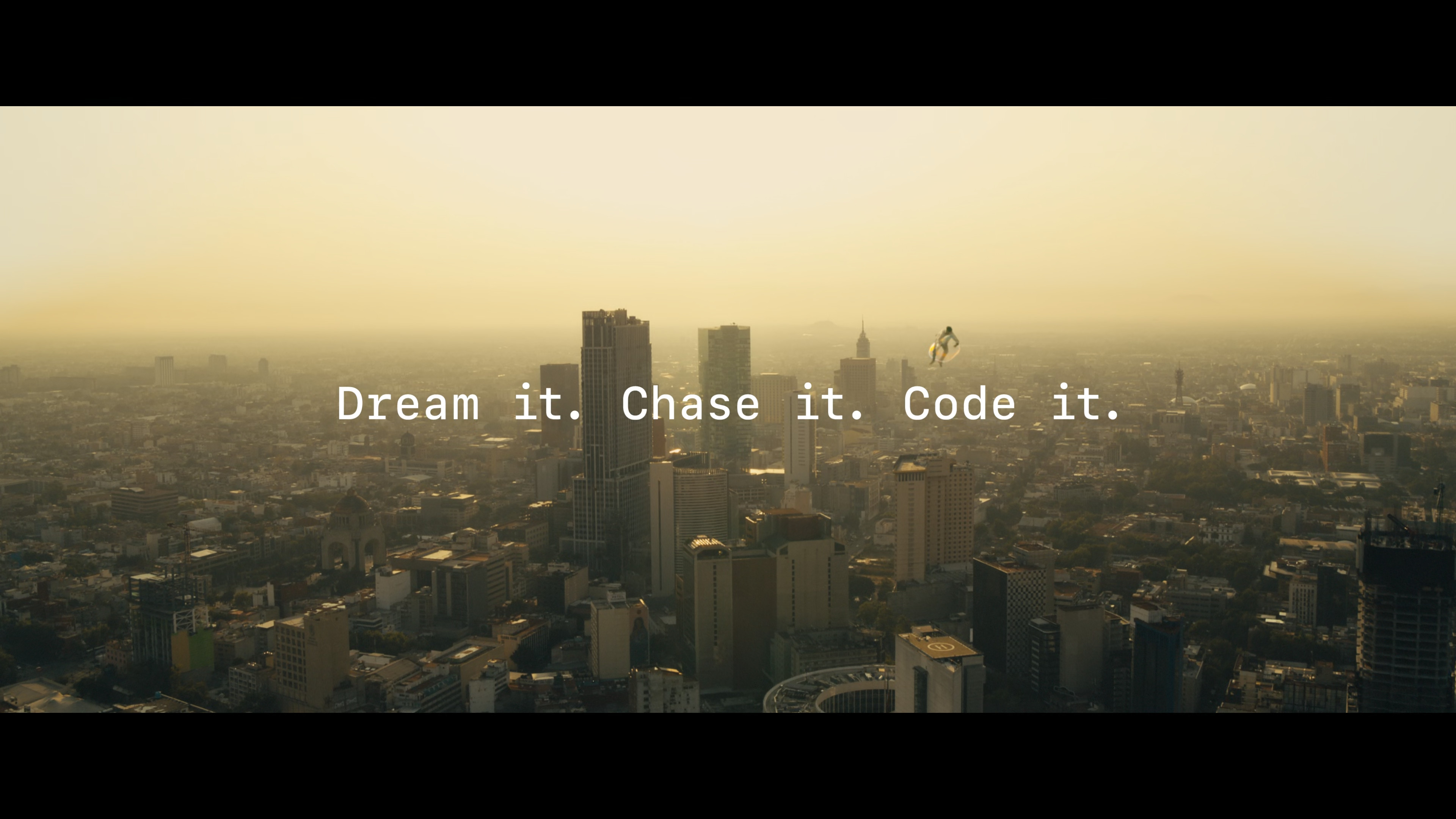 WWDC 2023 opening slide reading Dream it. Chase it. Code it.