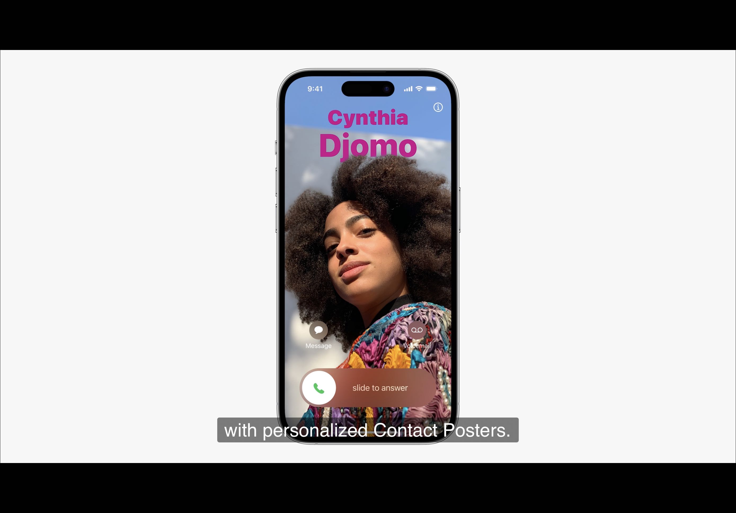 iOS 17 Contact Poster feature shown during the keynote