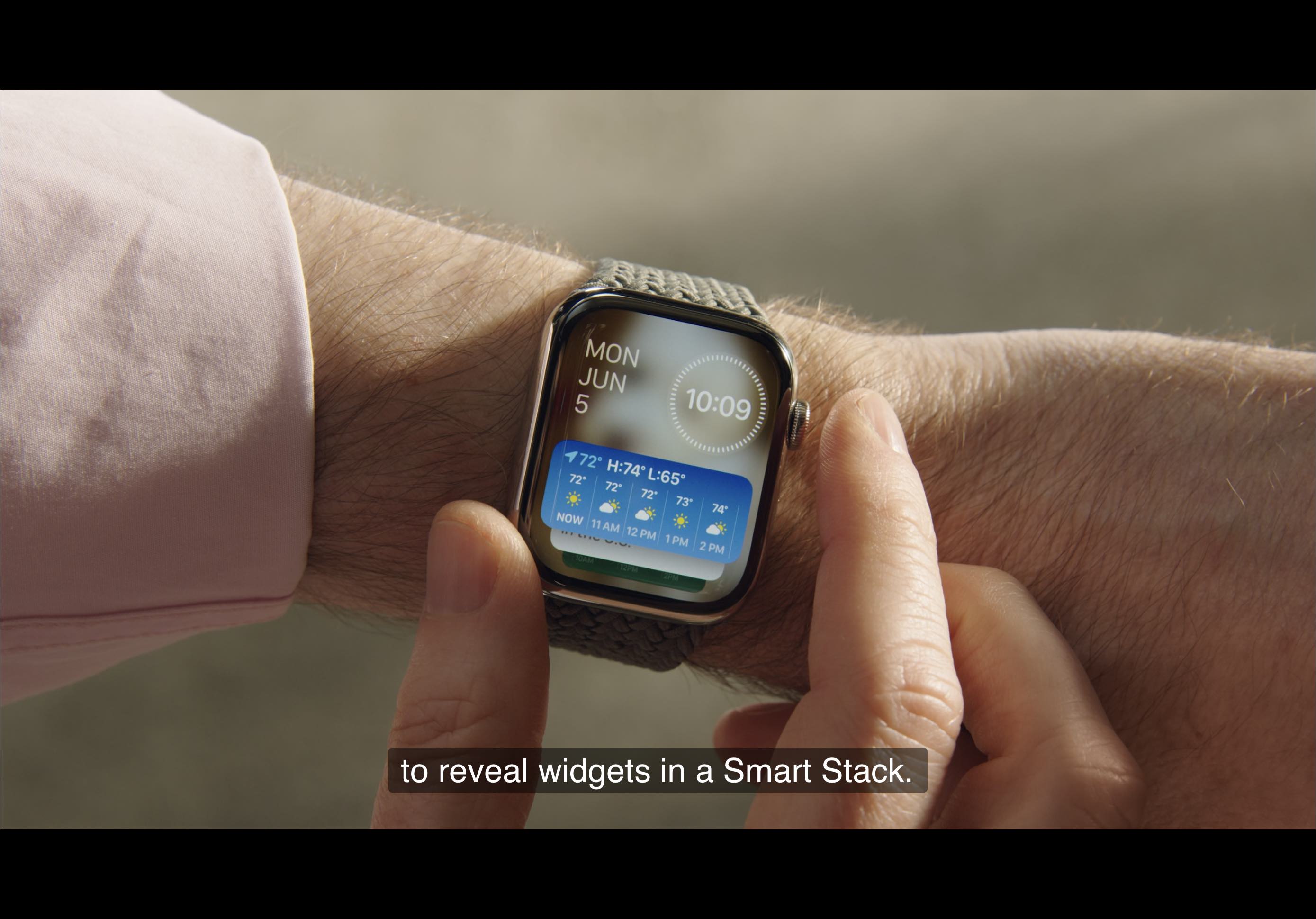 watchOS Smart Stack widgets shown during the keynote
