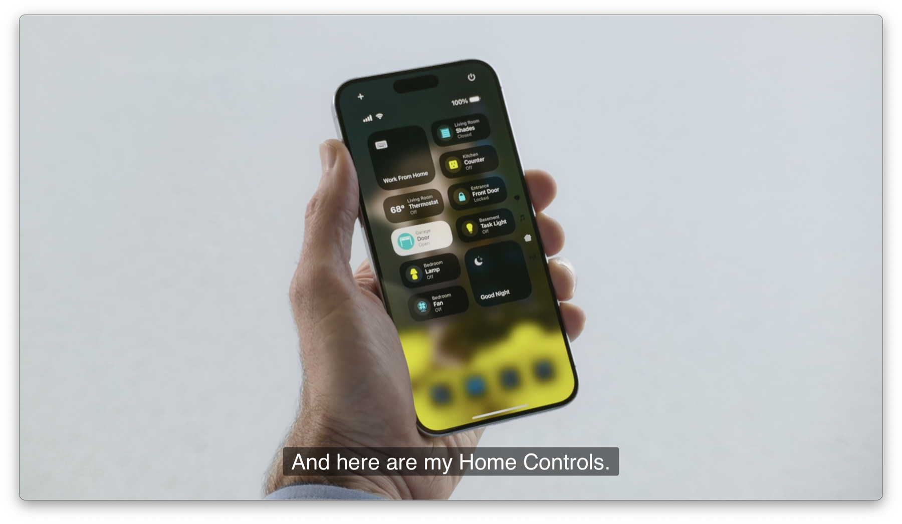 iOS 18 Control Center customization shown during the keynote