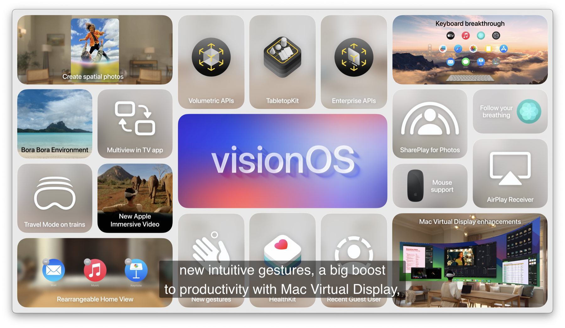 visionOS 2 keynote image showing spatial photo features