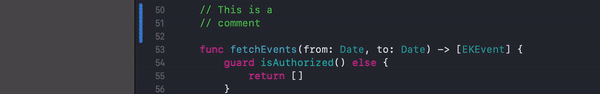 Discard changes from the blue change bar in Xcode