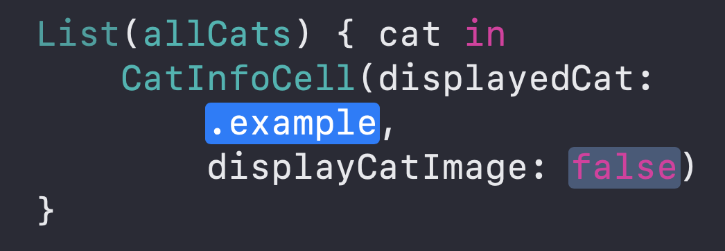 Custom library item inserted into the SwiftUI editor with predefined configuration