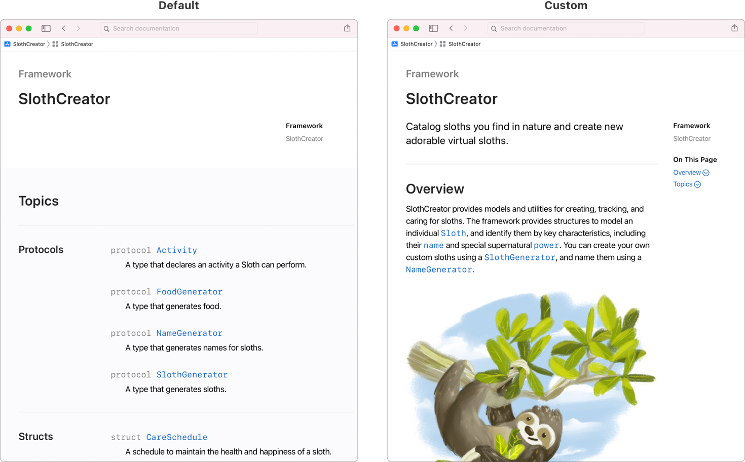 Customized DocC landing page markdown