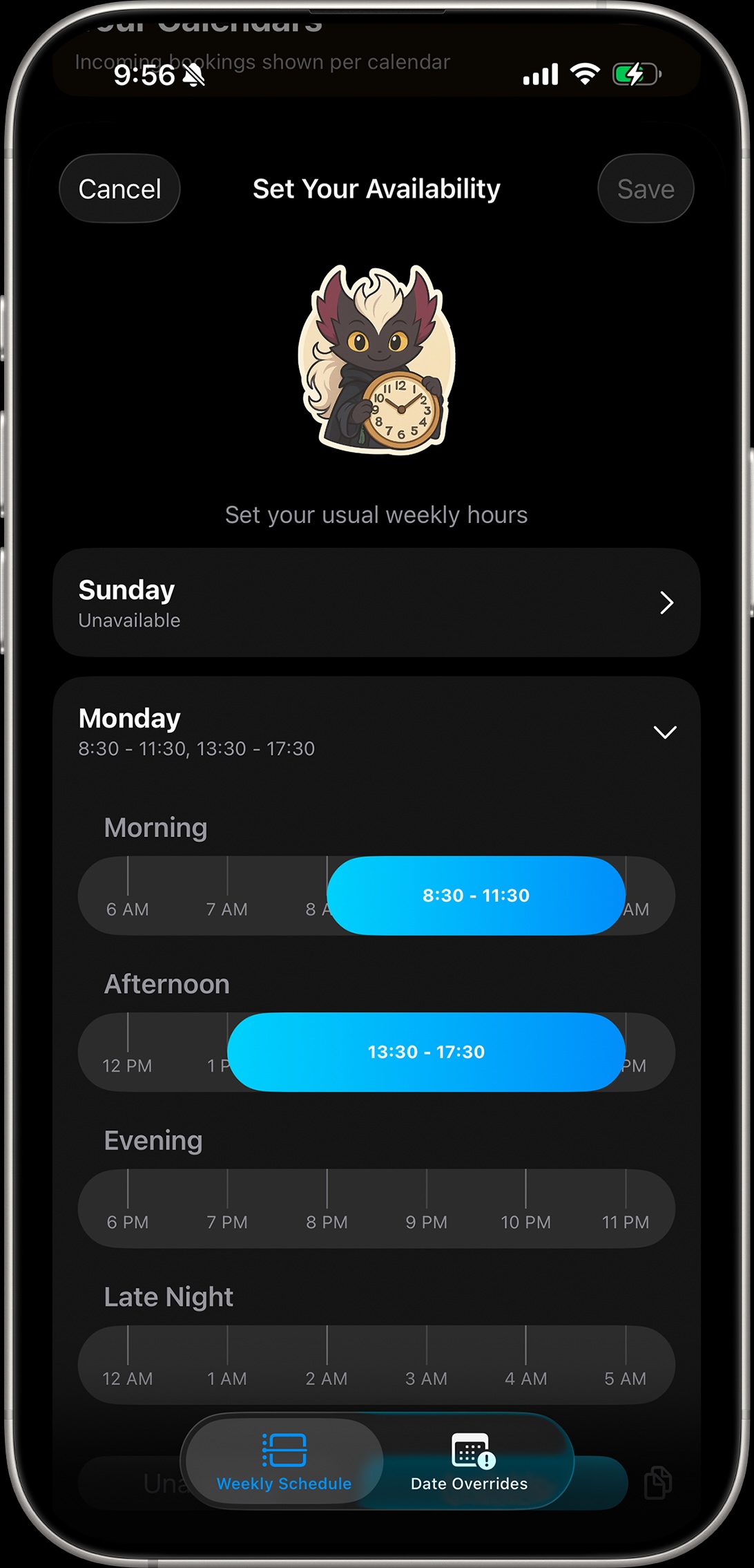 Availability editor