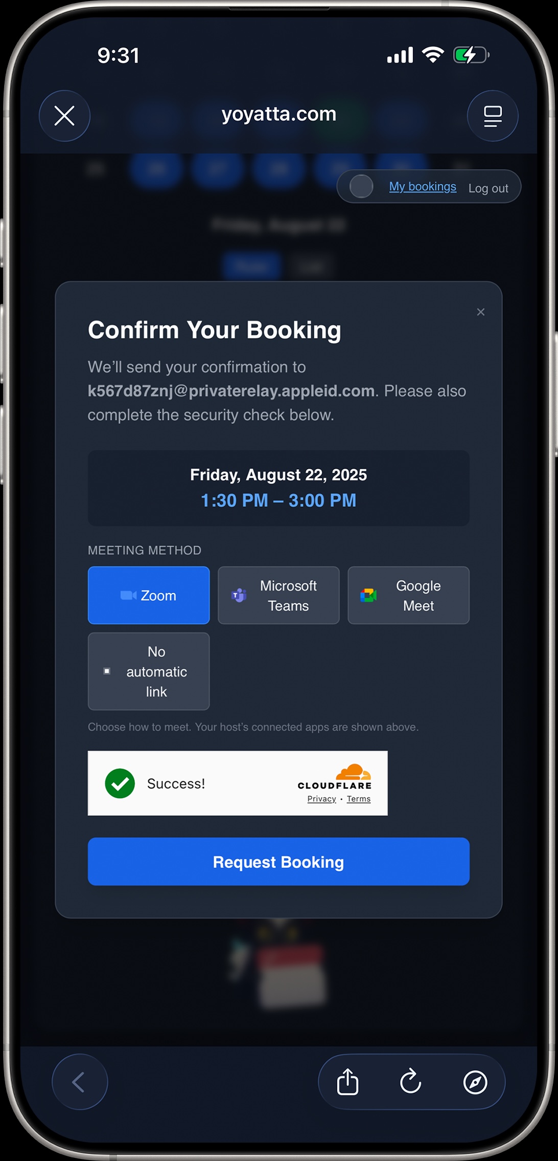 Meeting app selection
